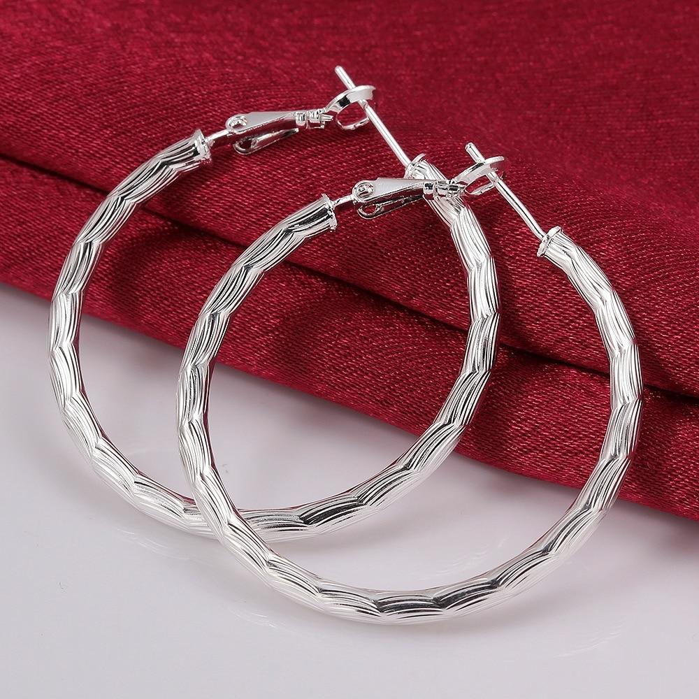 Genuine Real Pure Solid  For Women Color Round Hoop Earrings Fine Jewelry Large Round Female Earrings Present GiftRound Jewelry