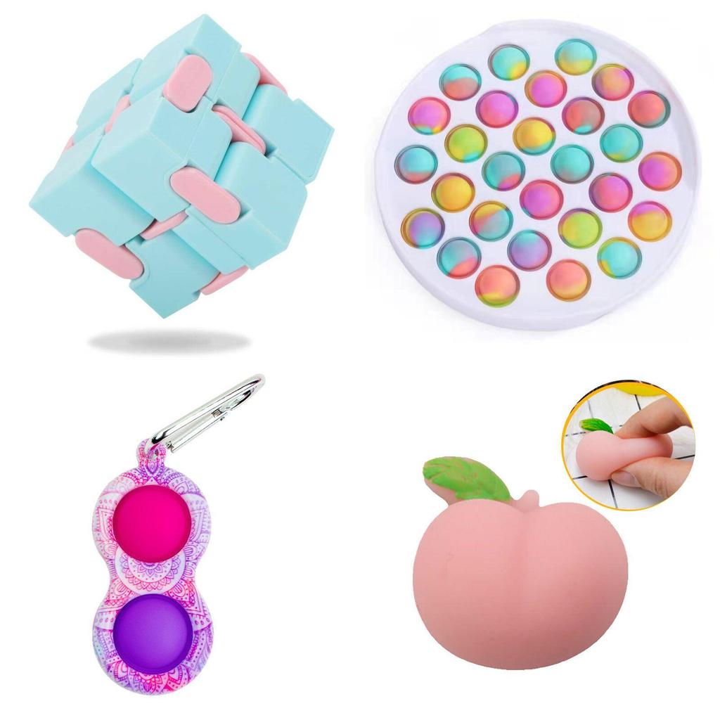 Farbenfrohes Fidget-Spielzeug-Set mit Infinity-Würfel und Simple Dimple Stressabbau-Werkzeugen