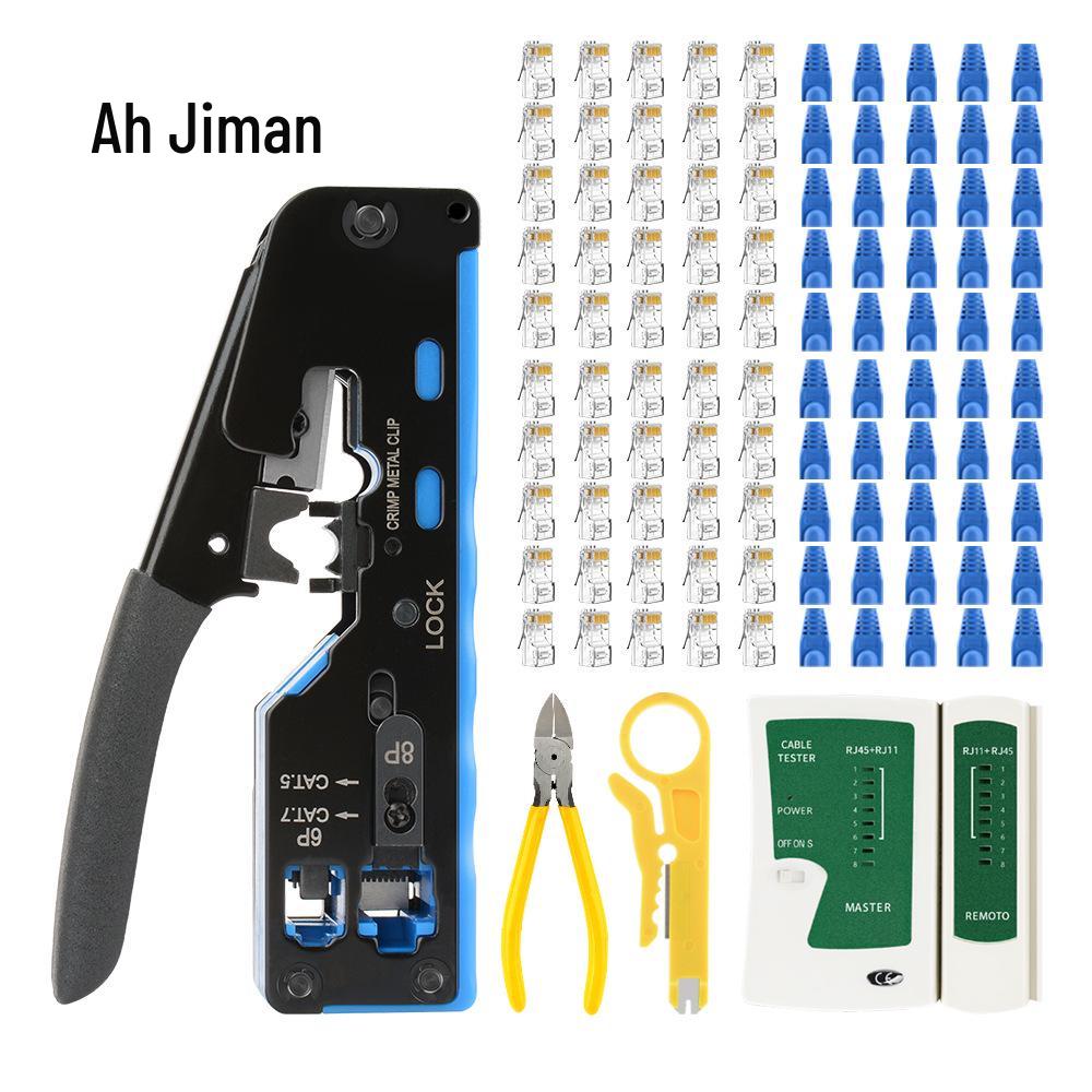 Jiman Cat 7 Network Cable Crimper & Stripping Tool Set 6P8P with Tail Clip