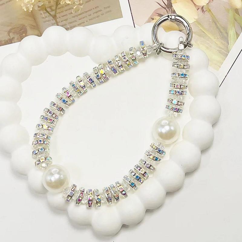 Vkládaná perla Šňůrka na mobil proti ztrátě Šňůrka na mobil Ručně vyrobená DIY Přívěsek na tašku na fotoaparát CCD Dekorace