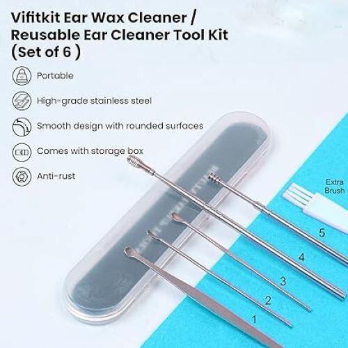 RSINC Ohrreinigungsset, Wiederverwendbares Ohrenschmalz-Reinigungswerkzeug-Set mit Aufbewahrungsbox 6-teilig JL156070813747
