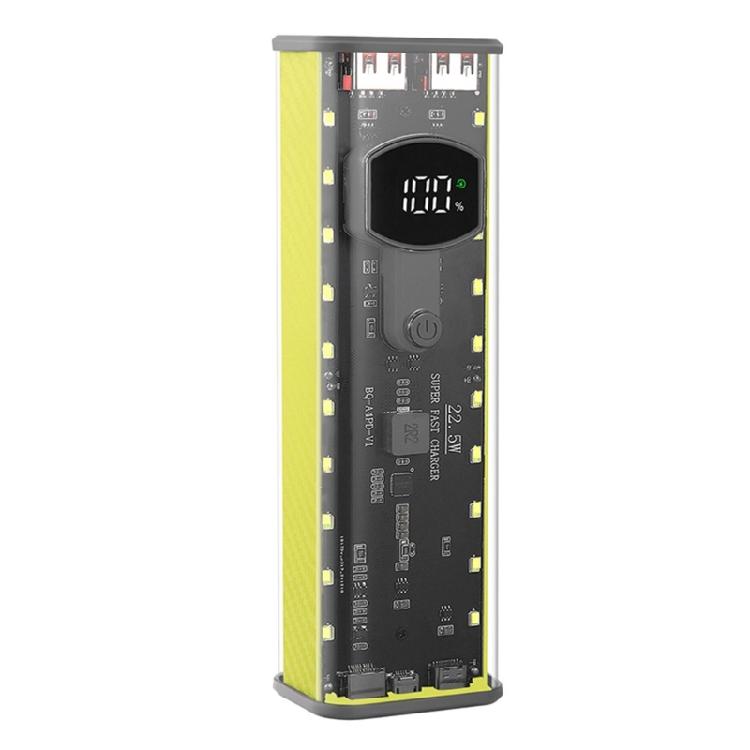 

Портативний корпус для DIY-акумуляторів 4x21700 з USB-C швидкою зарядкою, прозорий захисний корпус жовтий