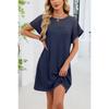 Spring/Summer Lace Splicing Loose Short Sleeve Dress New Solid Color Sweet A-line Dresses Round Neck Elegant Solid Color Casual Simple Party Clothing