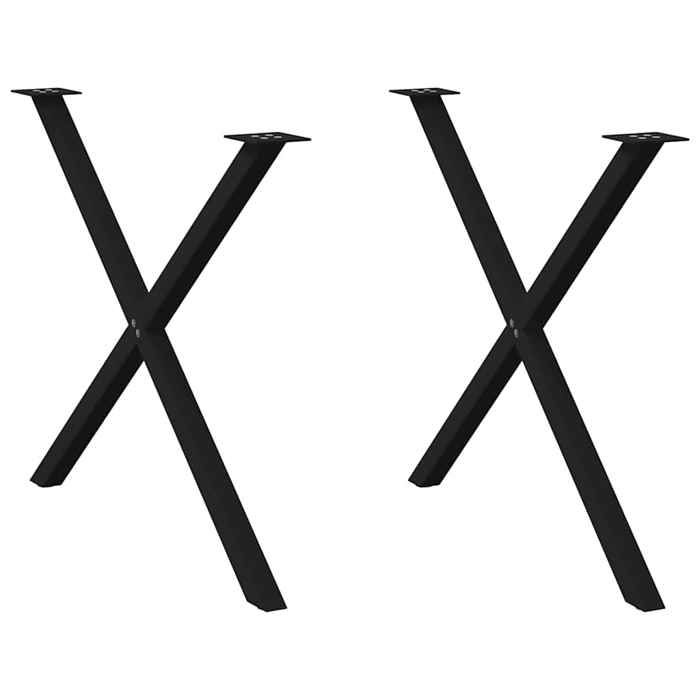VidaXL Pieds de table à manger en forme de X, 2 pièces, noir, 90 x (72-73) cm, acier 4012924