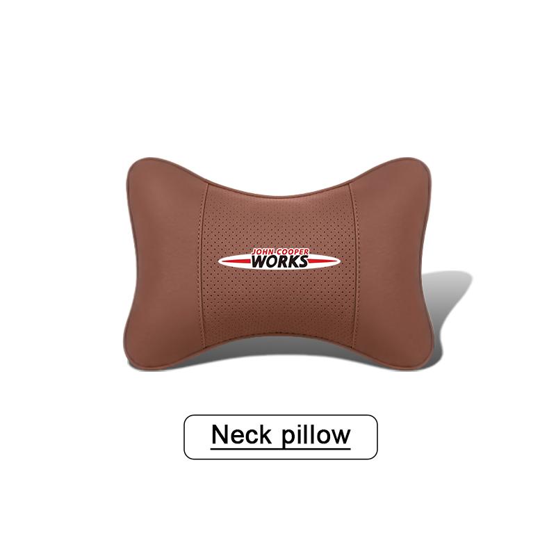 Car Neck Pillow Auto Emblem Headrest Accessories For MINI WORKS Cooper R56 F56 R50 JCW Cabrio Aceman Countryman Clubman Roadster