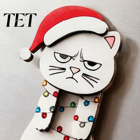 Reusable Festival Party Supplies Christmas Wooden Dangle Toy, Santa Claus Refrigerator Magnet, Cute Cartoon Scene Decoration Ornaments Snowman