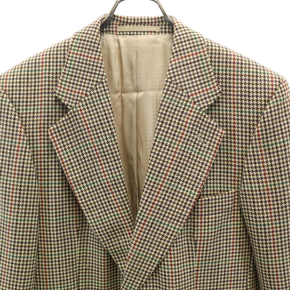 Hugo Boss Wool Blend Houndstooth Pattern Tailored Jacket 46 Beige Men's Used