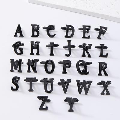 Simple 26 English Alphabet Series Alloy Cufflinks Capital A-Z Men's Black Shirt Buckle Cufflinks Wholesale