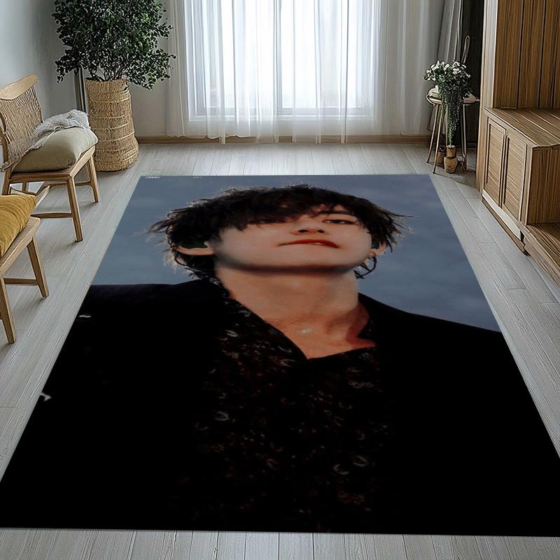 Kim Tae Hyung V Kpop B-BTS Living Room Non-Slip Area Rug Soft Carpet for Bedroom Kids Playroom Sofa,Home Decor Doormat Gift