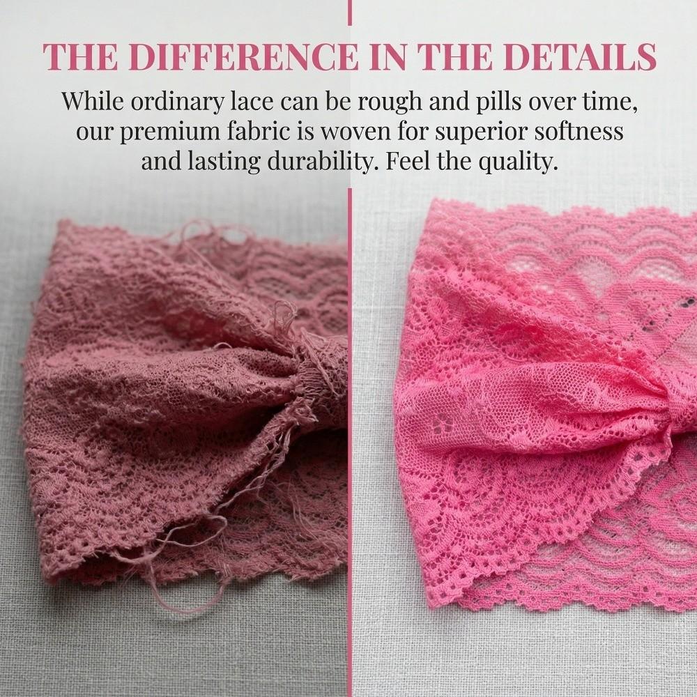 Soft Solid Color Headband Non-Slip Fabric Headband Stylish Lace Trim Headband  Daily Wear