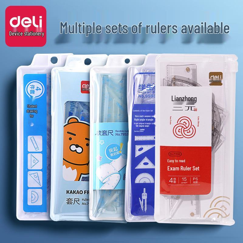 Deli Stationery 15cm Student Drawing Ruler Set