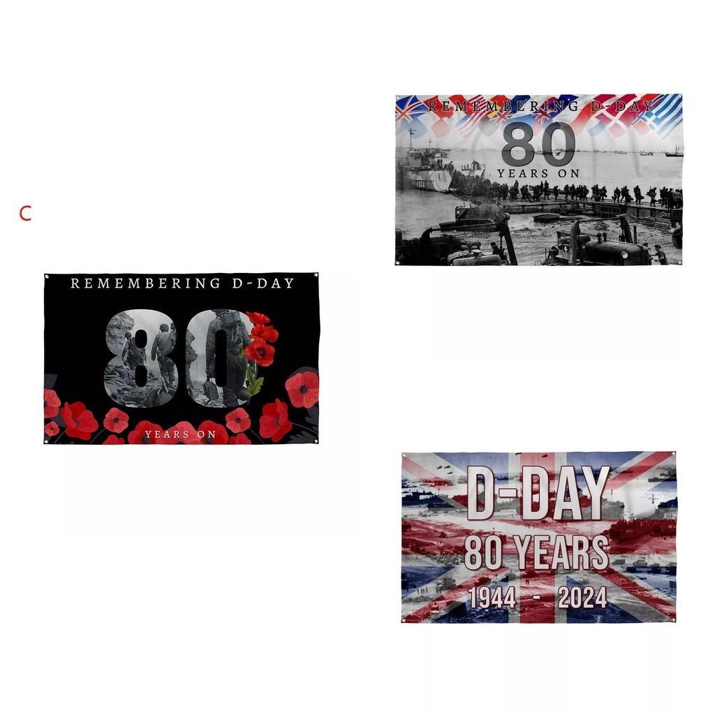 Gedenk-D-Day-Flagge aus Polyesterstoff für die 80. Jahrestagsfeier