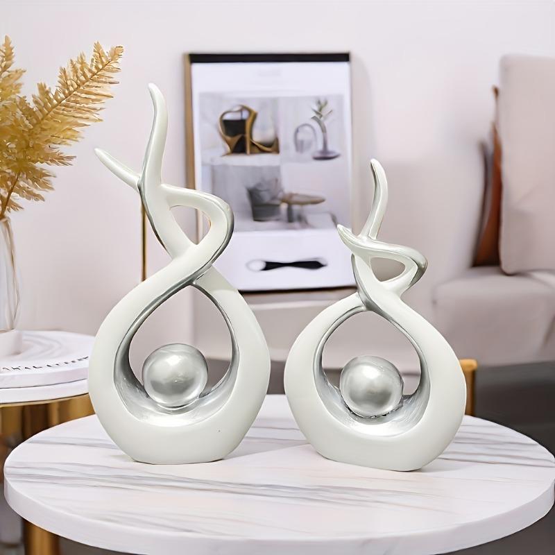 2pcs Set a Pair of Home Decoration Pieces Elegant Decorative Bottles Resin Process Abstract Geometric Design Suitable for Living Room Porch