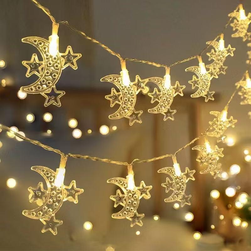 

Eid al-Adha LED Star String Lights - Middle Eastern Festival Castle Fairy Lights 1 moon 3 stars warm