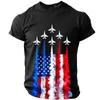 Herren T-Shirt mit kurzen Ärmeln und Rundhalsausschnitt mit Flaggen- und Düsenflugzeug-Grafikdruck, lässige Passform, Oberteil für den Alltag