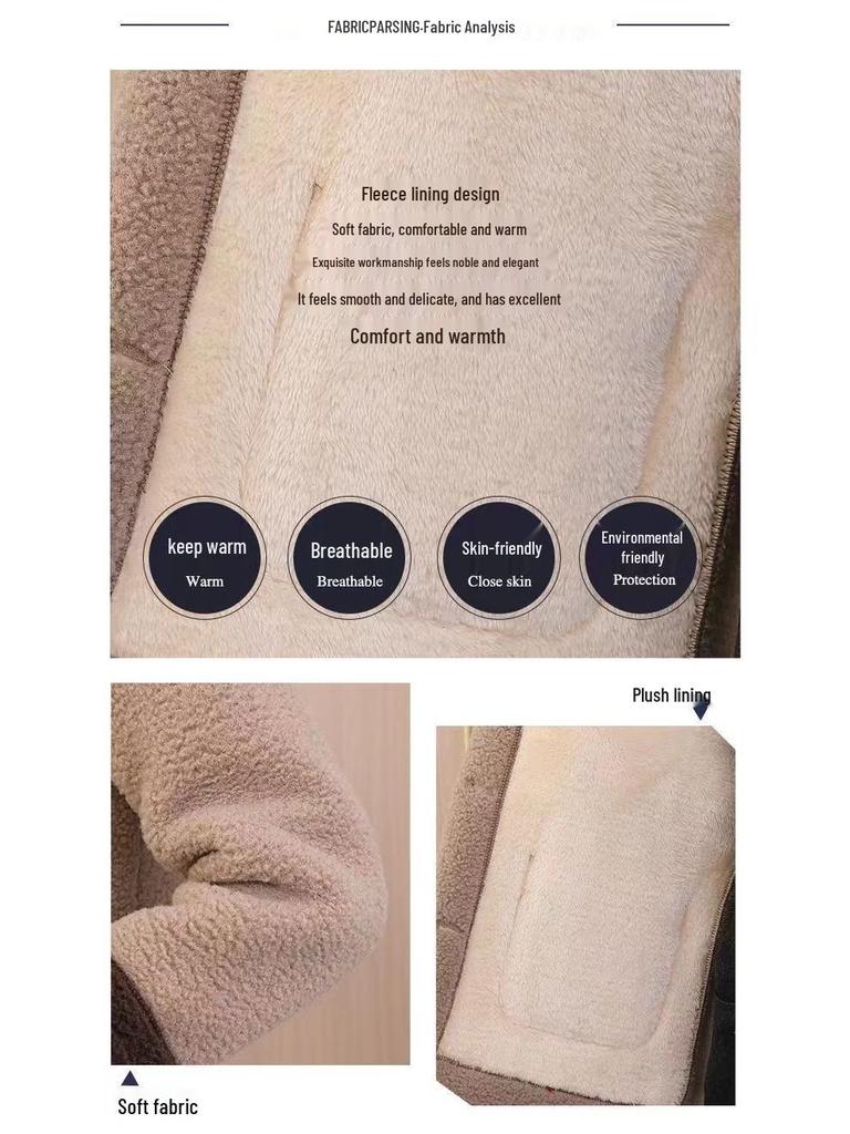 Women's Plus Size Warm Lambswool Coat - Thickened Velvet Jacket for Middle-Aged Women