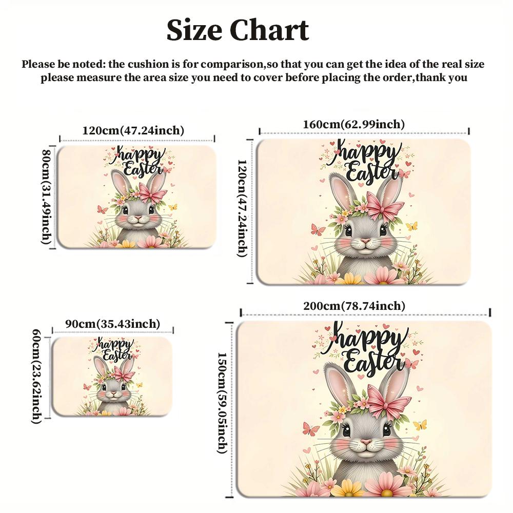 Adorable Easter Bunny  Large Room Carpet Non Slip Cartoon Kids Bedroom Living Room Floor Mat Home Decor Children's Play Carpet
