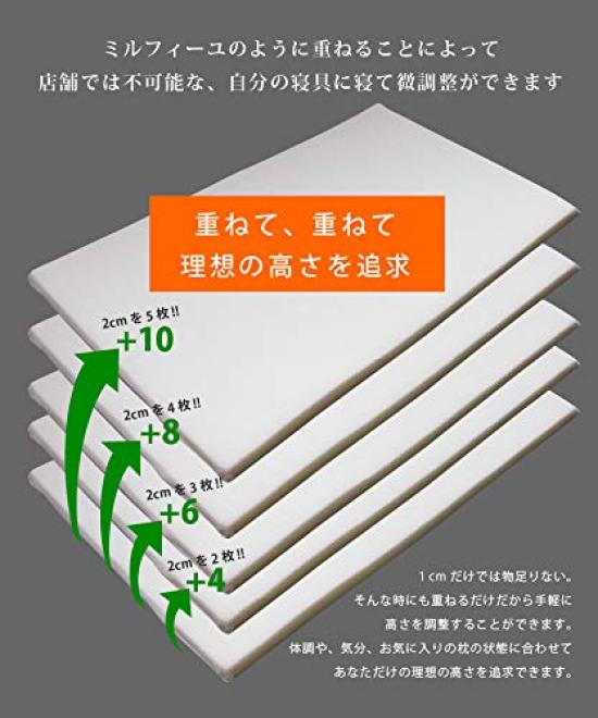 Reowide High-Resilience Seat, Height-Adjustable, Customizable (Height Adjustable) Pillow [High-Resilience Urethane Foam] 2cm