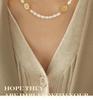 Vintage-Inspired Noble 'Fu' Pendant Freshwater Pearl Necklace - Personalized Jewelry In 18K Gold-Plated Titanium Steel