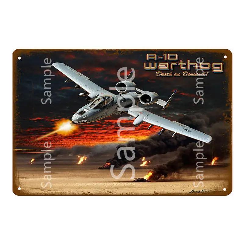 Retro Airplane Metal Signs Fighter Jet Plane Vintage Aircraft Plate Metal Plaque Painting Living Room Home Wall Decoration YL094