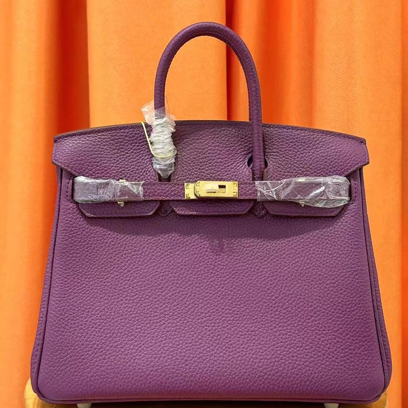 Li-Muster Togo-Leder 25/30/35 cm Rindsleder erste Schicht tragbare Pendlertasche Damen Goldene Schnallenverzierung