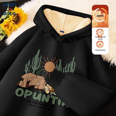 GENIOLAMODE Men's Winter Plush-Lined Hooded Sweatshirt