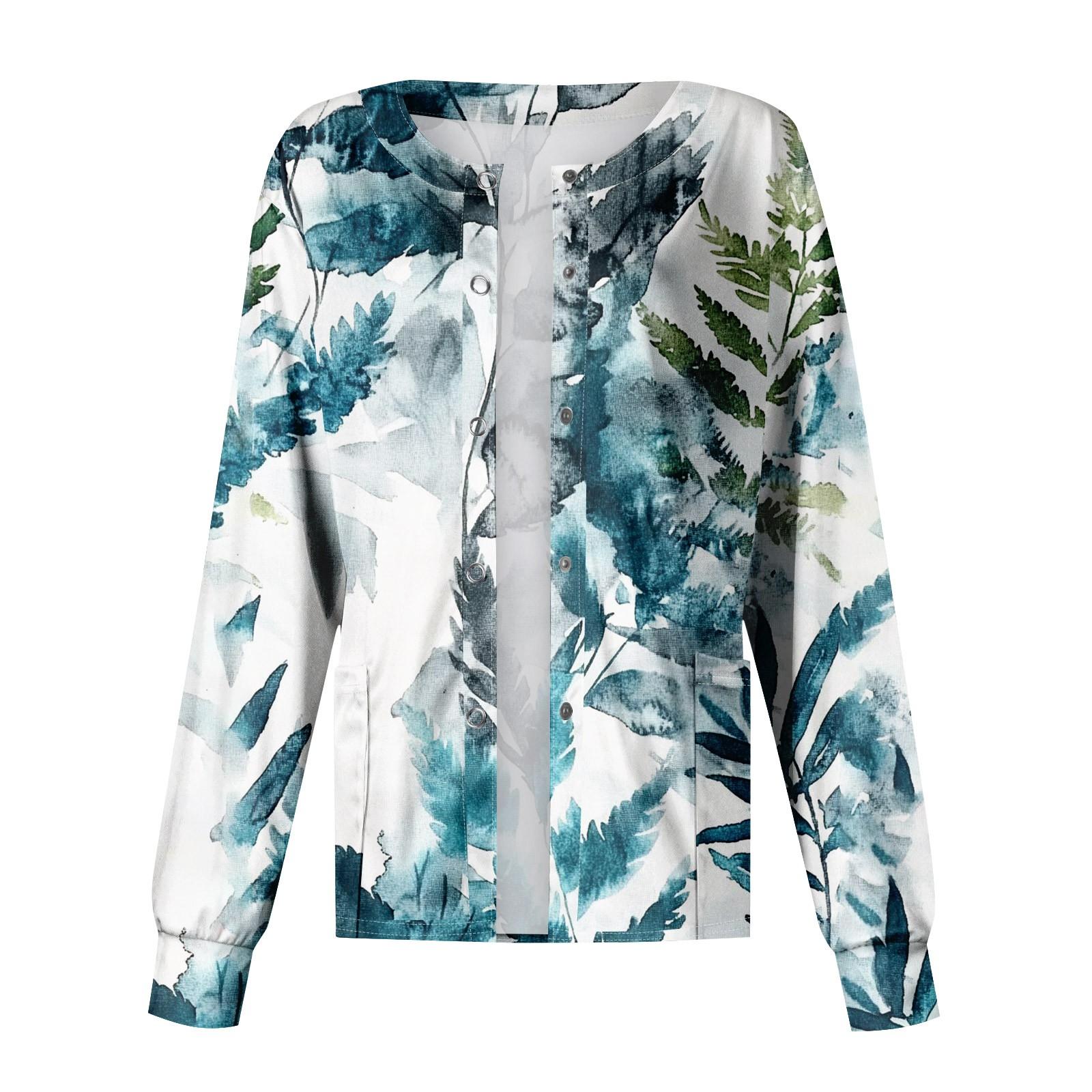 

Женская повседневная мода с длинным рукавом и воротником-стойкой, однобортный пиджак с растительным принтом, верхняя часть S красный