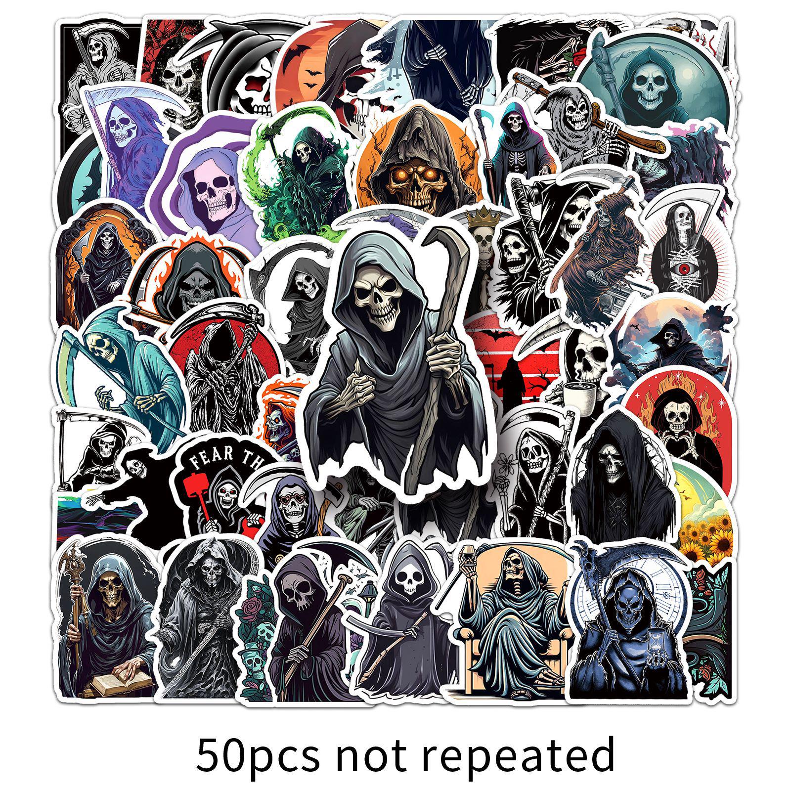 50pcs Dark Horror Skull Graffiti Stickers for Phone Cases, Water Cups, and Skateboards