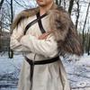 Man Medieval Faux Fur Cape Shoulder Cloak With Chest Strap Faux Fur Collar Retro Viking Fur Cape Halloween Cosplay Costume