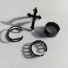 Ring Set For Women Punk Cool Anillos Vintage Simple Black Cross Chain Joint Ring Sets Women Accessories Jewelry Gifts Party