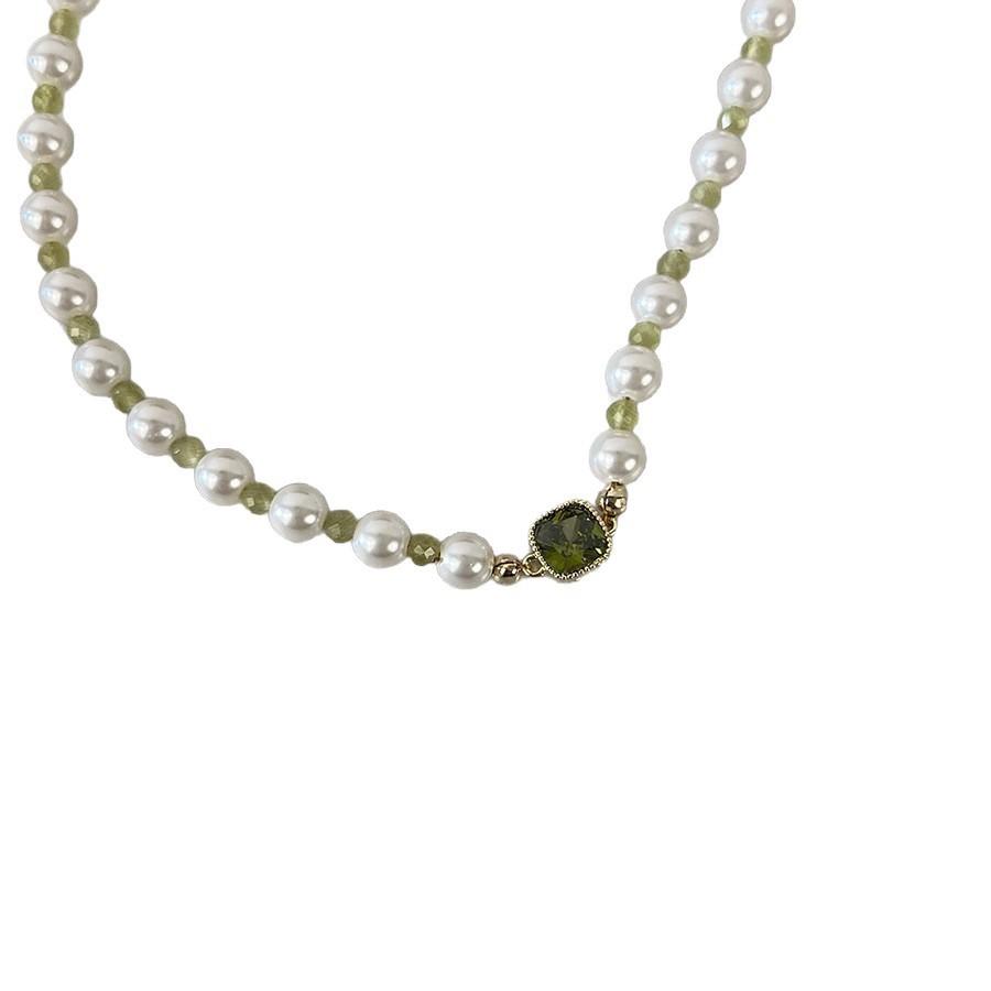 Luxurious Crystal Cold Brew Sweet Girl Pearl Necklace Versatile Fairy-Like Adjustable Collarbone Chain