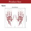 MAYCREATE® Henna Mehandi Stickers, 6 Sheets Temporary Mehendi Sticker, 6 Designs Flowers Mehndi Tattoo Stickers for Hands Red Henna Tattoo for Weddi