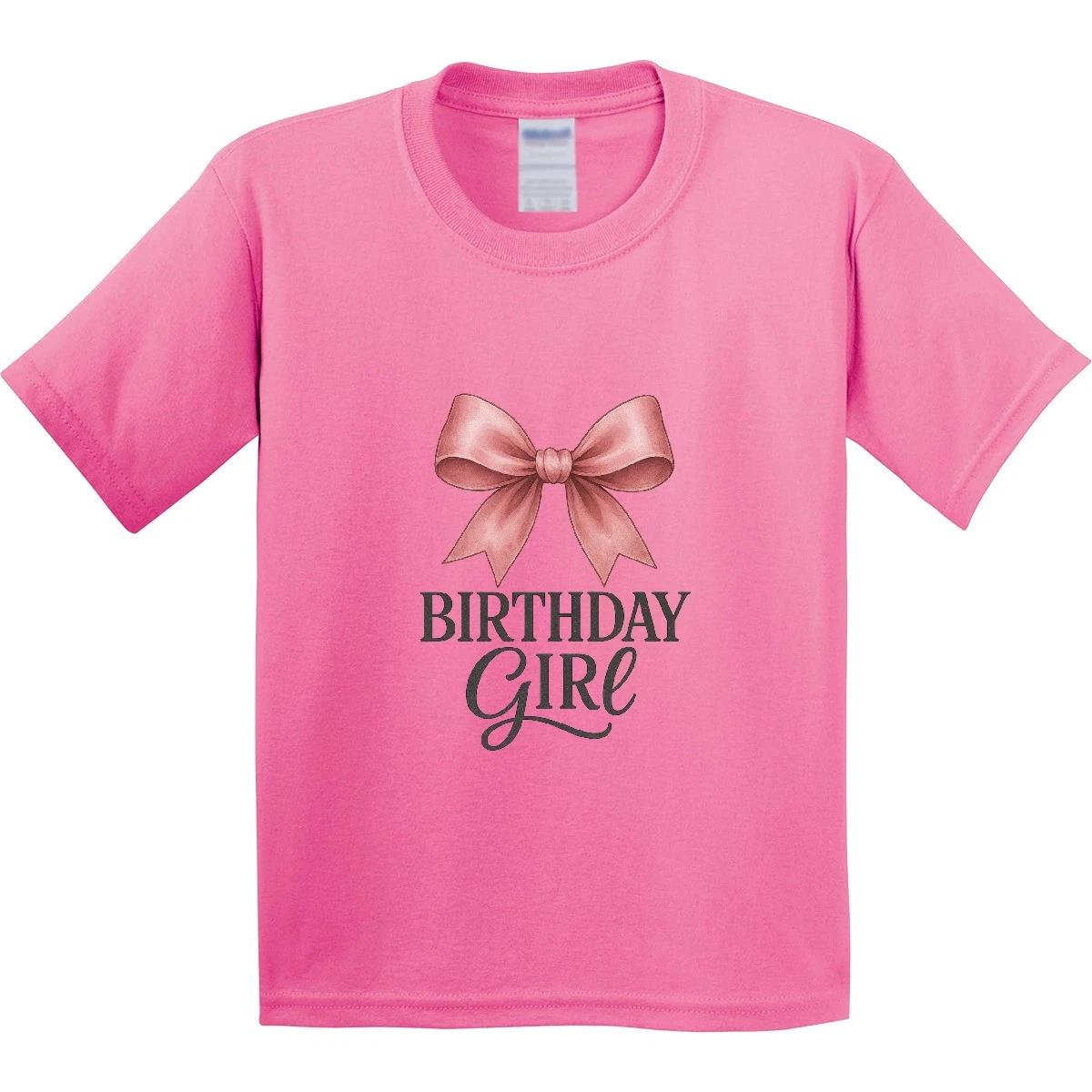 Inktastic Birthday Girl Pink Bow Youth kids boys T-Shirt Party Tee Kids Children Child 140