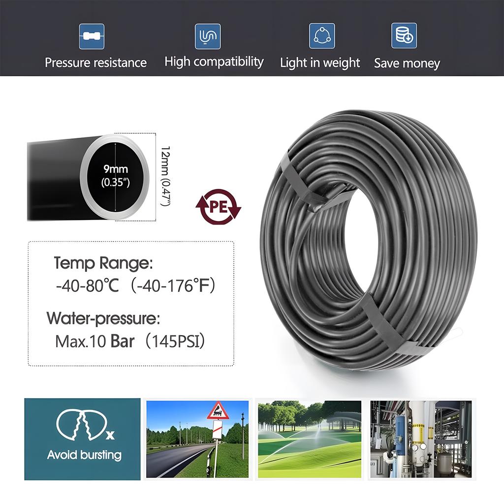 3/8" Bubbler 360° Adjustable Sprinkler Tee Quick Connect Drip Watering SprayersGarden Irrigation Watering System 9/12mm PE Hose