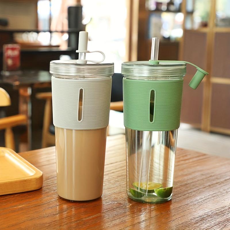1pc 710Ml/24Oz Large Capacity Coffee Cup | Plastic High Temperature Resistant Sports Water Bottle, Reusable Cups with Straws