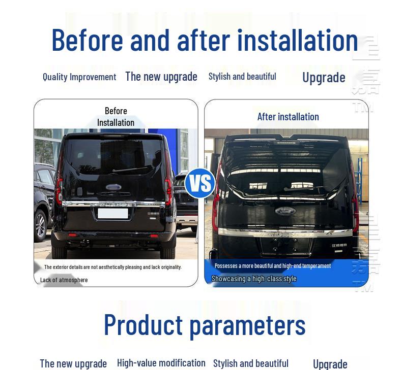 Ford Tourneo Custom No-Drill Roof Spoiler Tail Wing Accessory