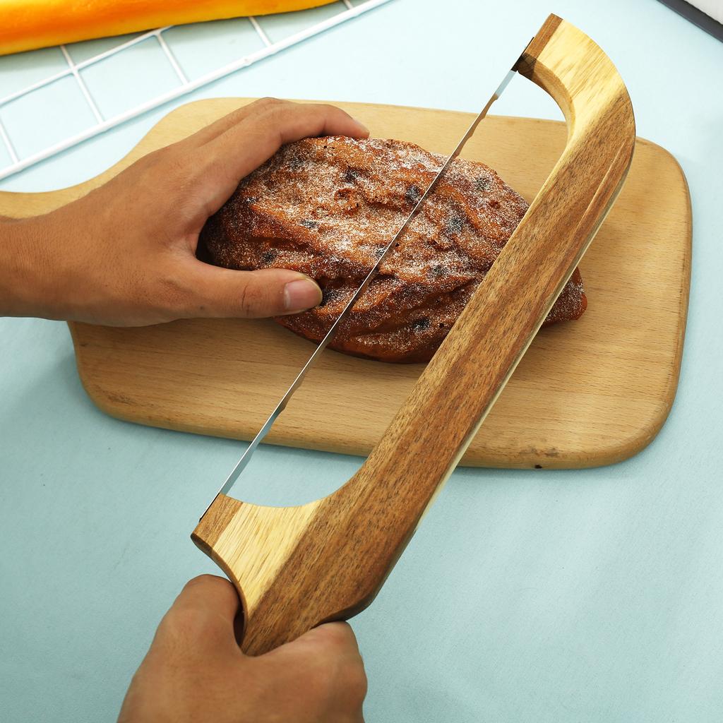 Brödskärkniv Bågbrödskärare Trähantag Brödbågskärare Baguette Baiji Tårta Deg Frukter Skärkniv Köksredskap