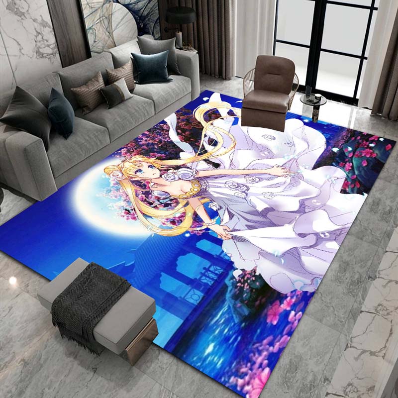 3D printed Sailor Moon pattern rug, large-area non-slip washable rug,, suitable for bedroom home décor.22