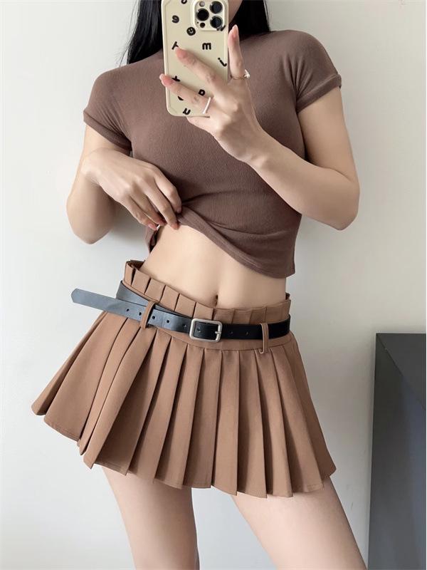Women's High-Waisted Pleated Slimming Skirt - Spring/Autumn, Anti-Exposure, Age-Reducing, Hot Girl Style