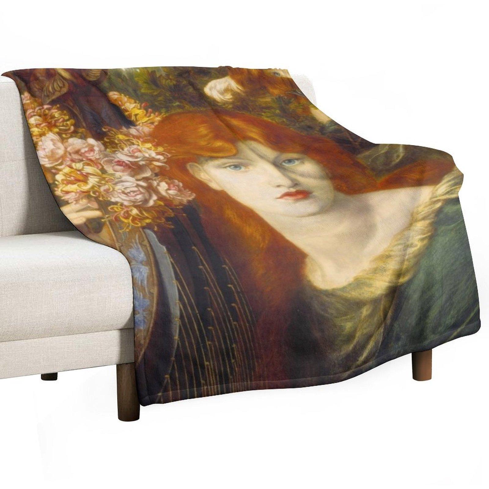 

La Ghirlandata (1873) by Dante Gabriel Rossetti Throw Blanket Flannel Furry Bed linens Decorative Sofas Blankets 30x40in