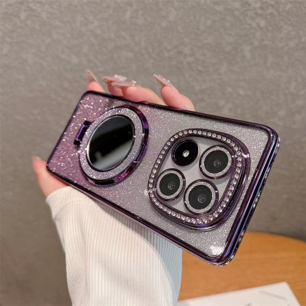 

Glitter Diamond Mirror Magnetic Stand Case For Xiaomi POCO X7 X6 M6 Pro 4G C75 C65 Luxury Plating Soft Silicone Phone Back Cover POCO C65