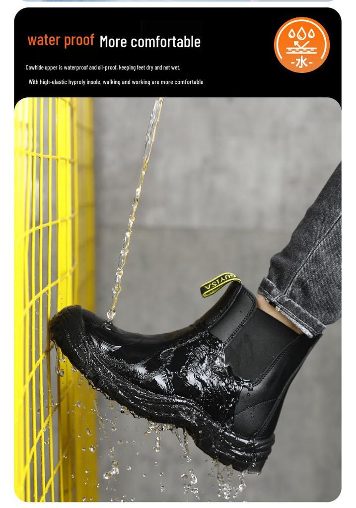 Crosschoice Sicherheitsstiefel aus Rindsleder mit Stahlkappe - Antistatisch, Durchtrittsicher, Stoßfest, Abriebfest, Staubfreier Schutz.