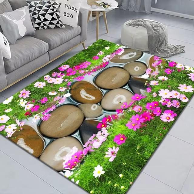 New Vintage Flower Pattern Carpet Home Decor Living Room Carpet Sofa Coffee Mat Washable Non-slip Bath Kitchen Bedroom Floor Mat