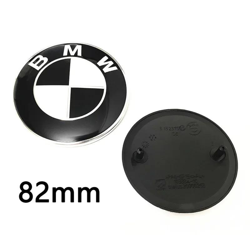 Car Black White BMW Logo Front Hood Emblem 82mm Rear Badge 74mm Wheel Hub Cap 68mm steering wheel sticker 45mm Accessories knuz34
