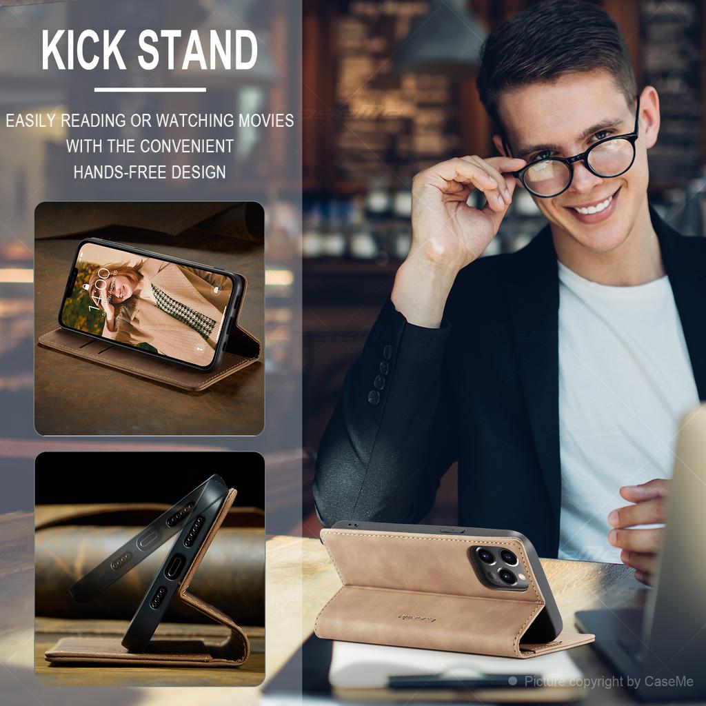 Retro PU Leather Flip Case for iPhone - Magnetic Wallet Cover with Stand Function