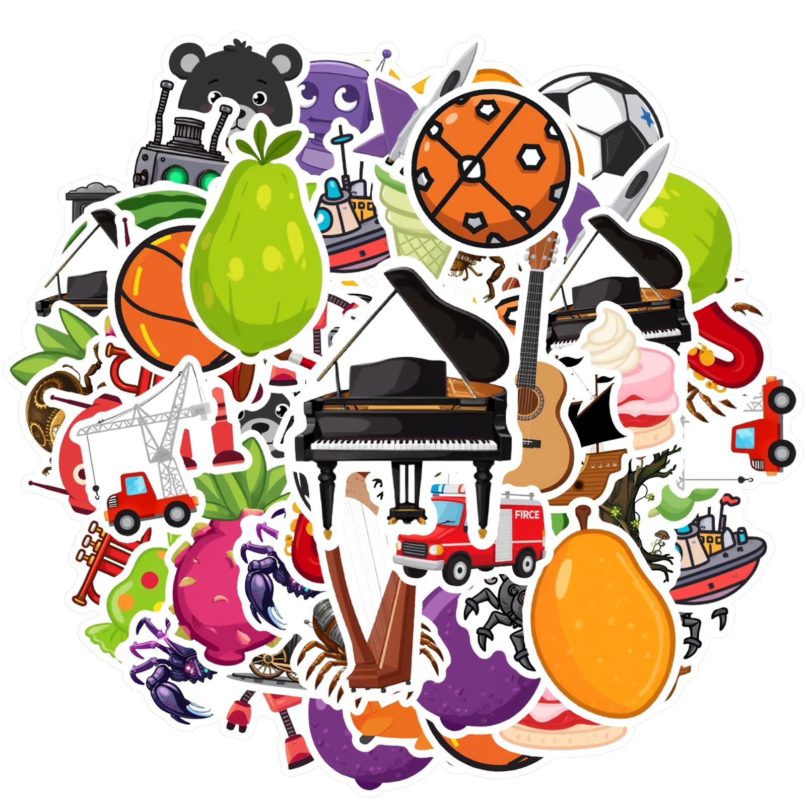 35pcs-50pcs Cartoon Cartoon Robots Stickers Colorful Sports Stationery Stickers Graffiti Decals For Notebook Luggage Mobile