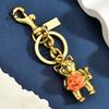 Metal Key Holder Halloween Cat Holding Pumpkin Keychain, Car Party Favor Ring Holder, Backpack Handbag Hanging Decorative Accessory