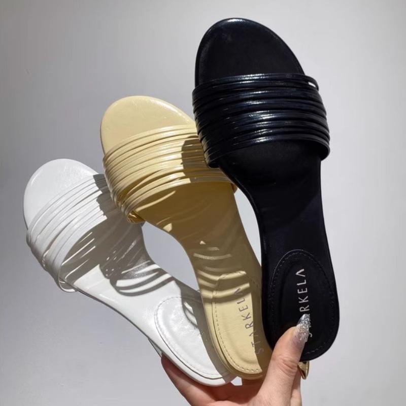 Fashion Comfort Round Toe Kitten Heel Brand Slippers Women Sexy Open Toe Shallow Narrow Band Design Slide Sandals Elegant Party Dresses