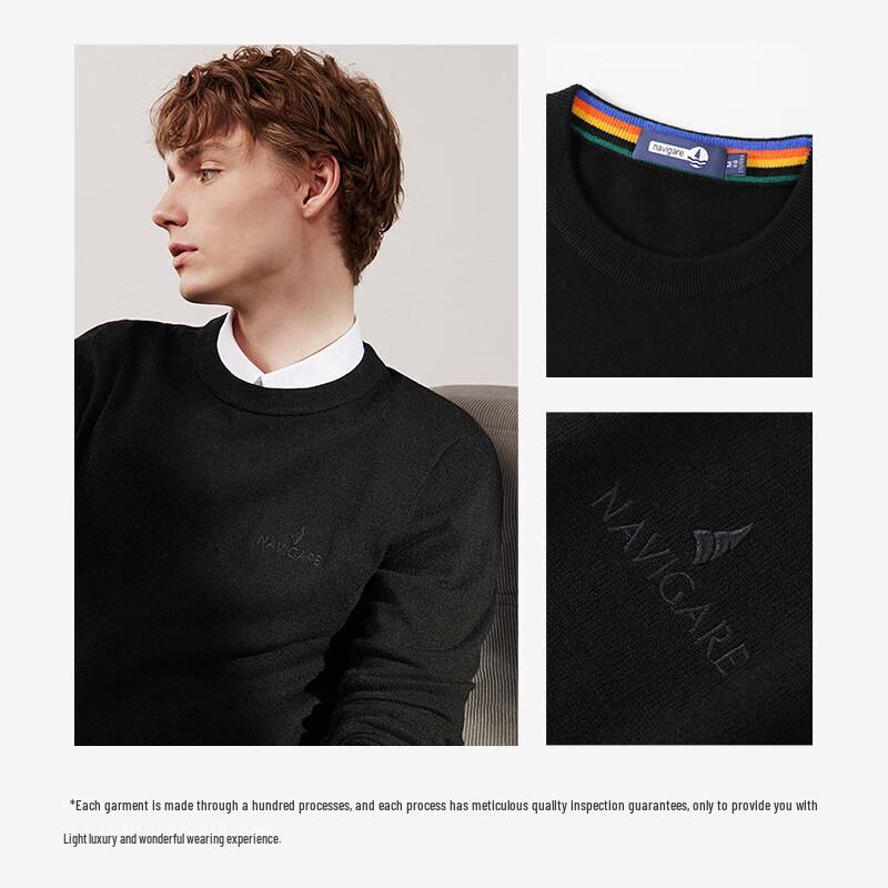 Navigare Men's 100% Wool Crew Neck Sweater