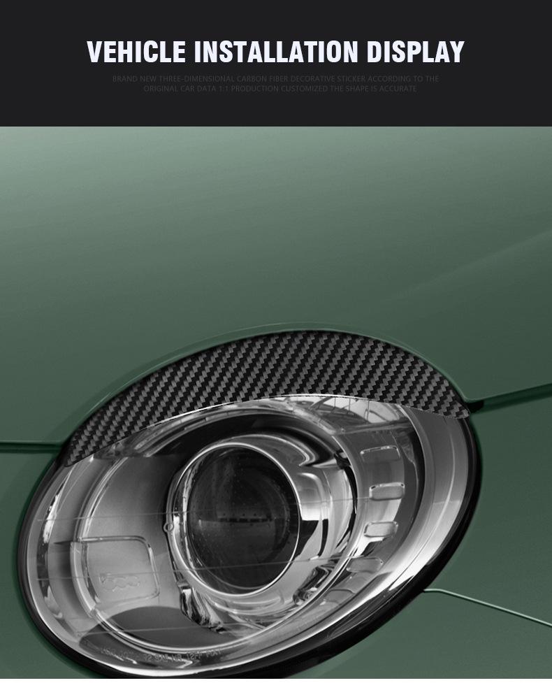 Fiat 500 Kohlefaser Scheinwerfer-Augenbrauen-Aufkleber